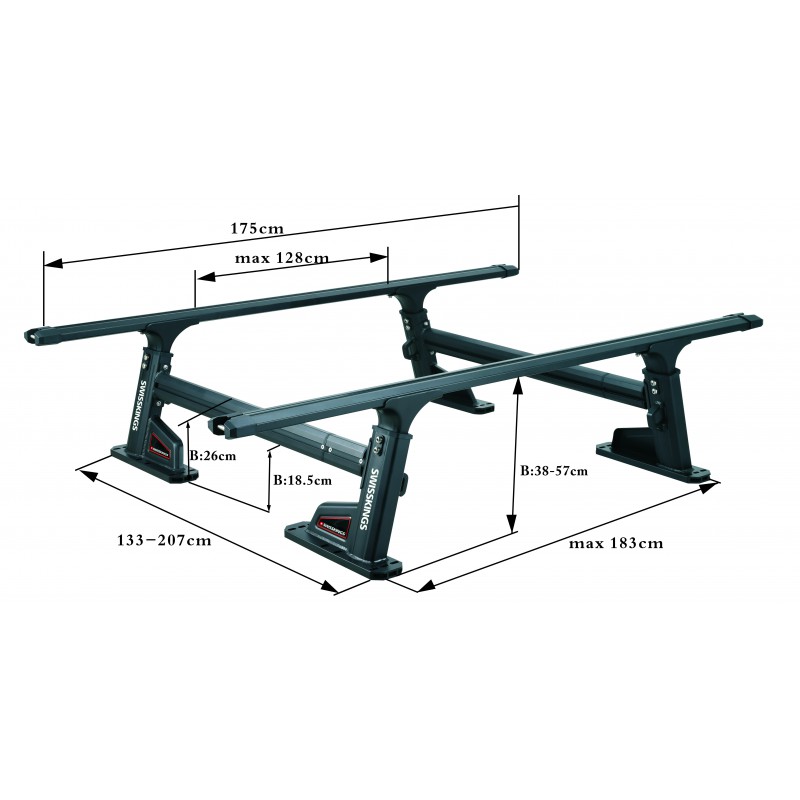 Rack portapacchi aluminium Swisskings per cargo box con copertura