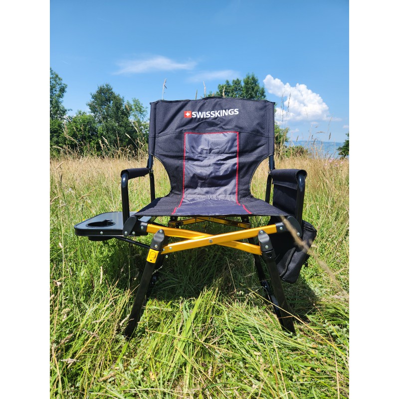 Fauteuil de camping style directeur avec tablette et sac isotherm